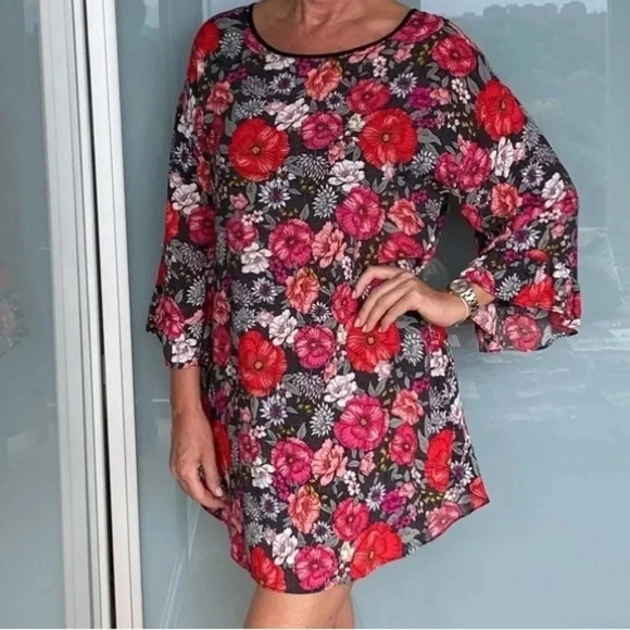 Kensie | Floral 3/4 Sleeves Oversized Blouse or Mini Dress Plus Size 2X - Picture 1 of 5